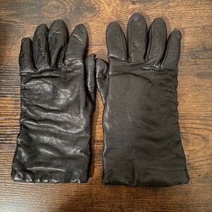 Women’s Vera Pelle Italian Black Leather Gloves Size 7.5